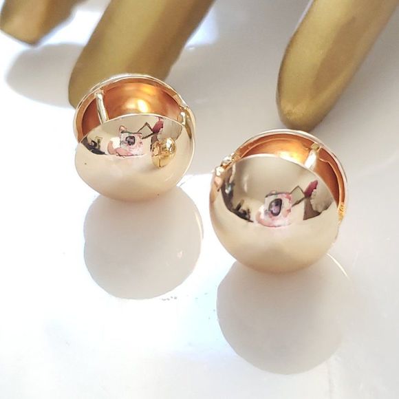 New! Anthro Gold Huggie Earrings - Picture 9 of 12